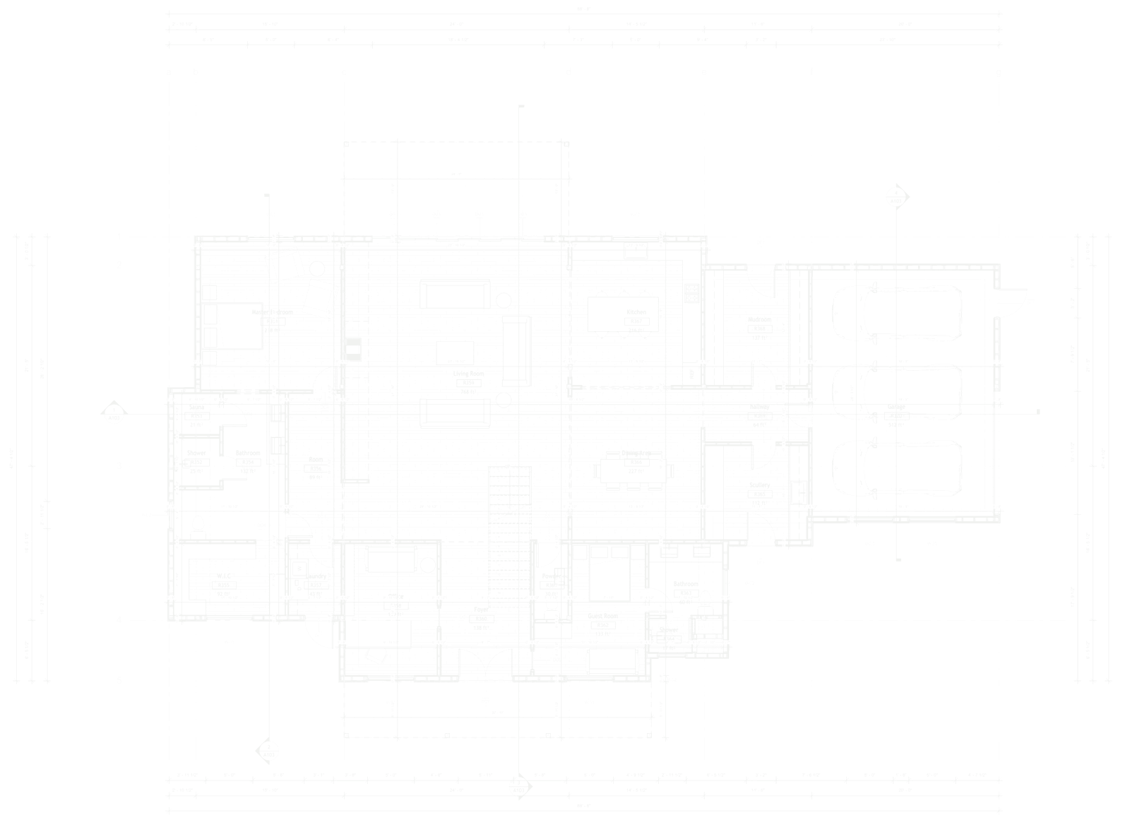 Residence 01, ground floor plan, sheet A101